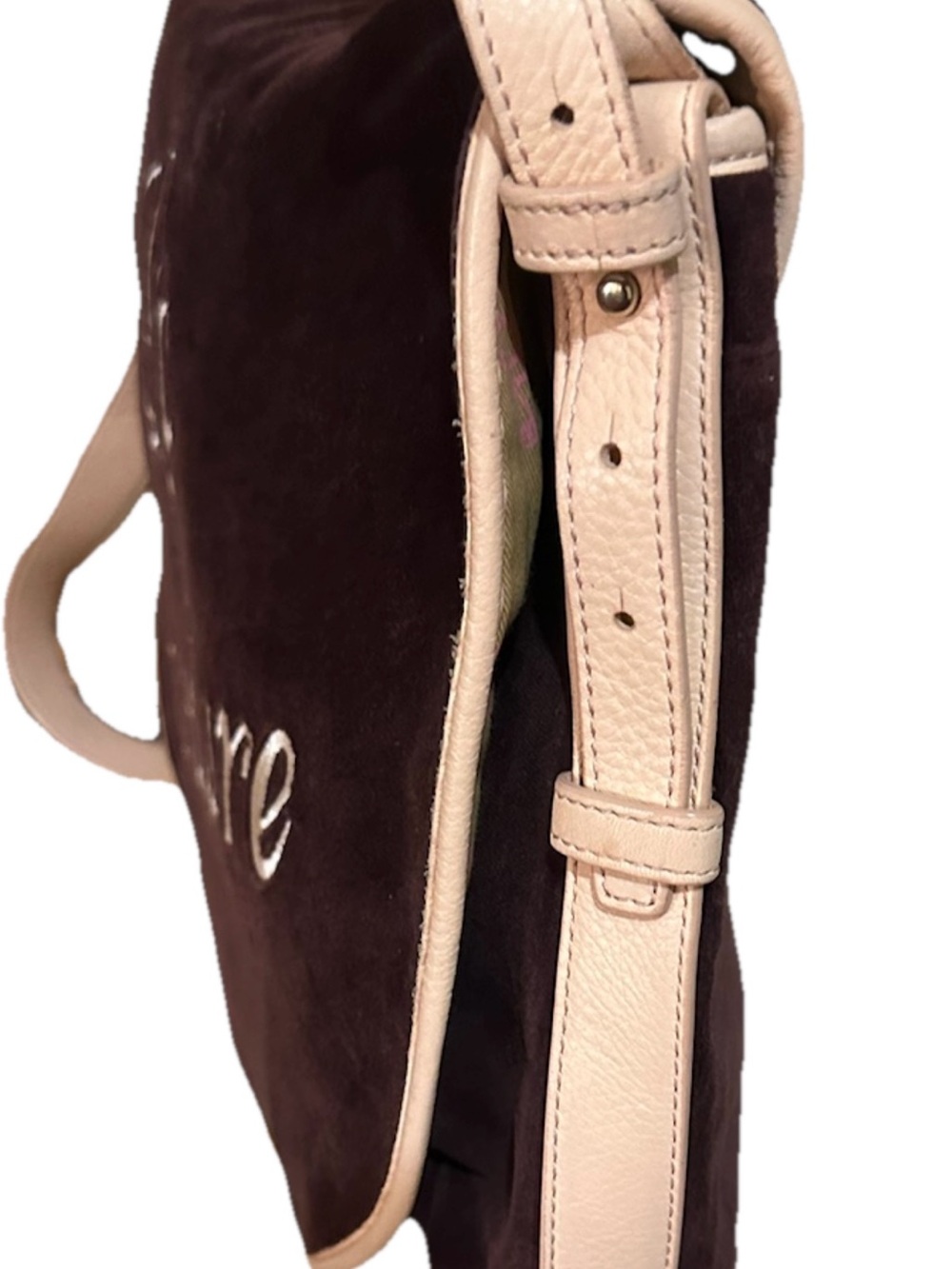 Vintage Juicy Couture Velour Messenger Bag Features Embroidered La Couture Y2K - Picture 11 of 15